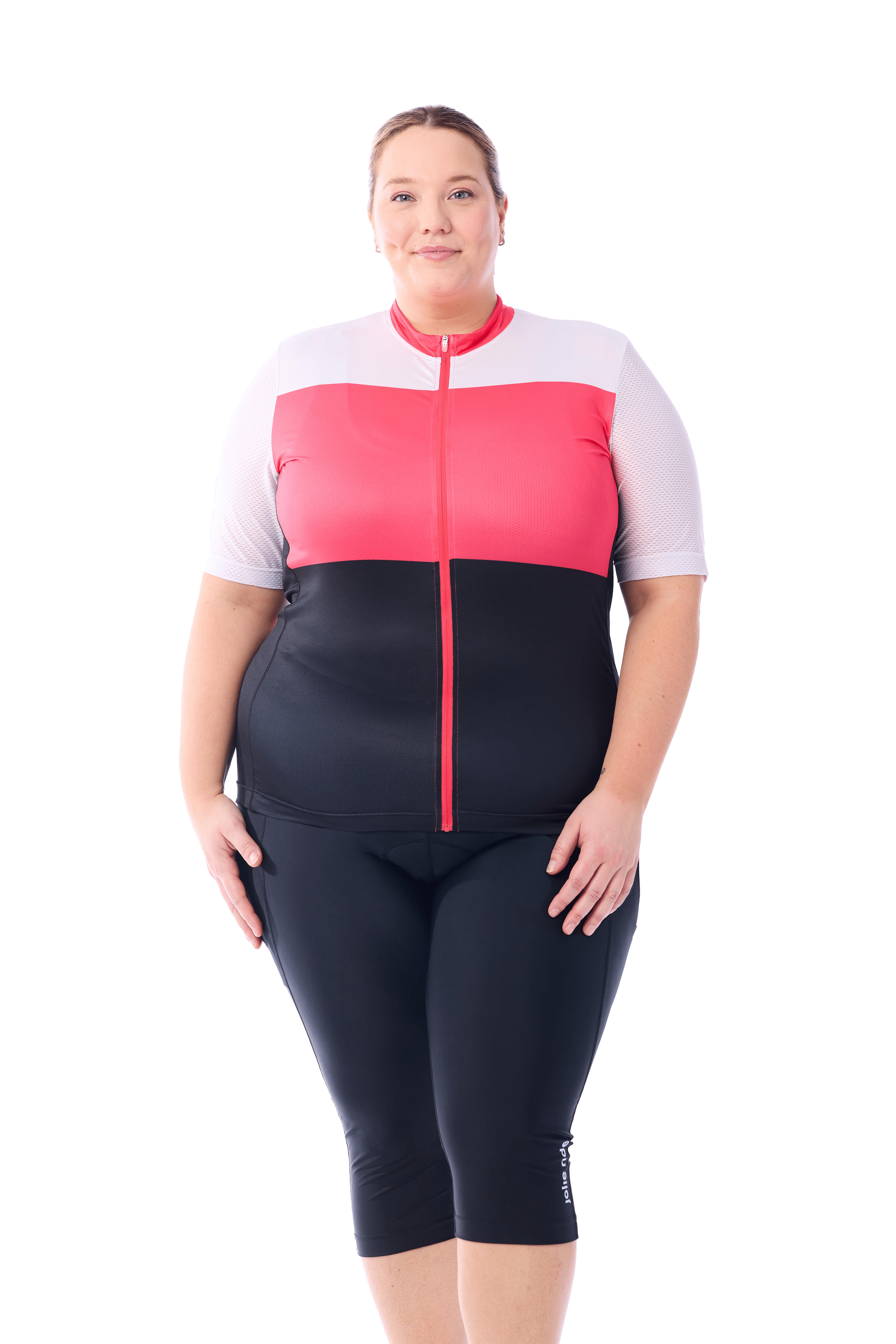 JolieRide 1X / 1X SIZE+ Neon Pink Top + 3/4 cycling tights