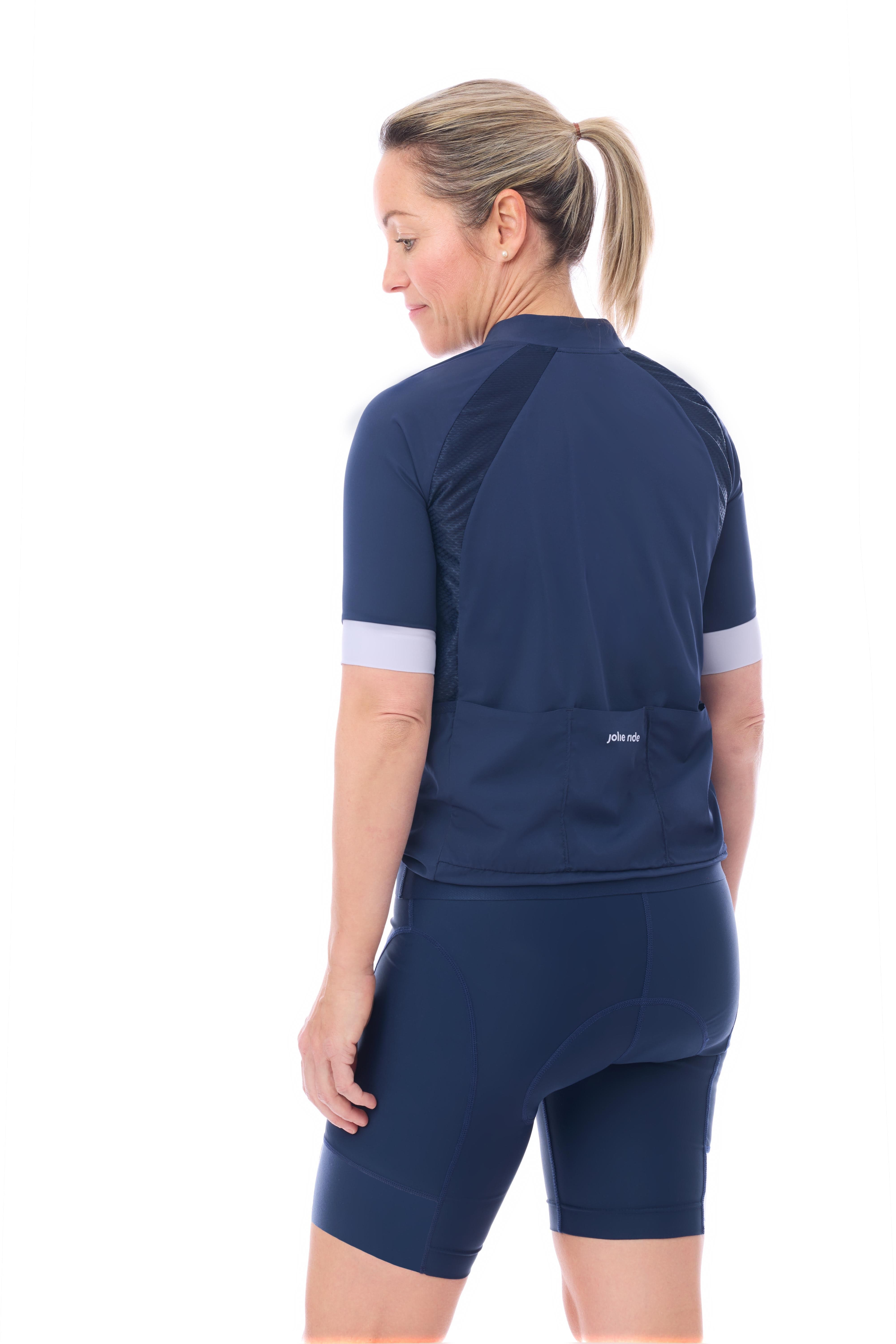 JolieRide Navy loose jersey + cycling shorts 18cm inseam