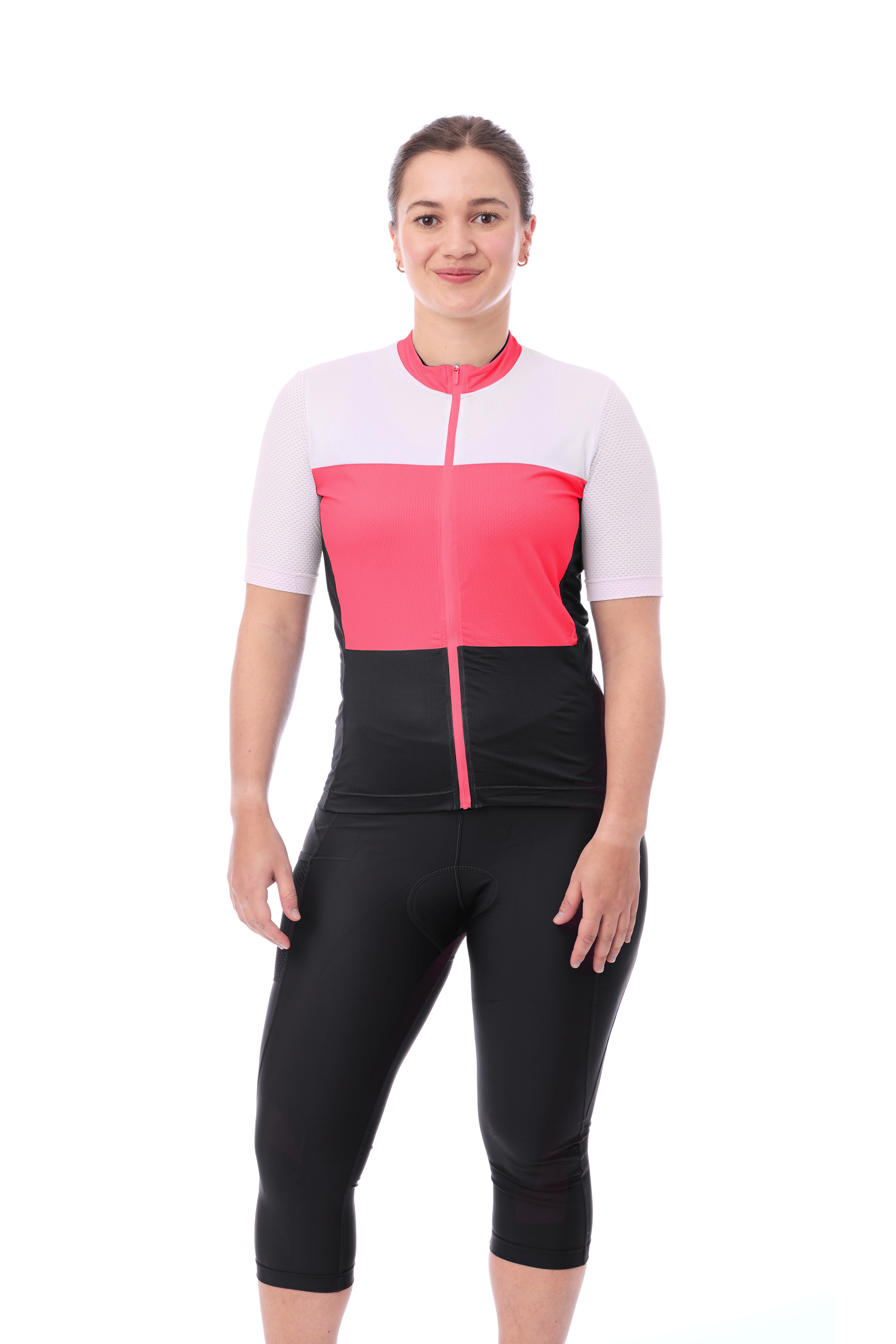 JolieRide Neon Pink Top + 3/4 cycling tights